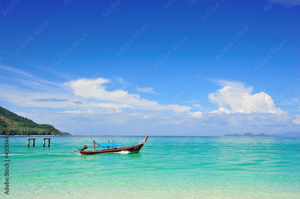 Boat on the sea at Lipe Island , Satun Thailand
