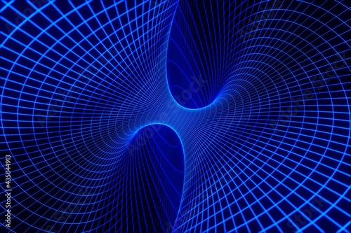 Fototapeta Naklejka Na Ścianę i Meble -  Abstract Line art striped tunnel psychedelic wormhole glowing lights 3D rendering