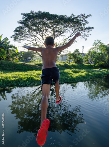 playing in the river