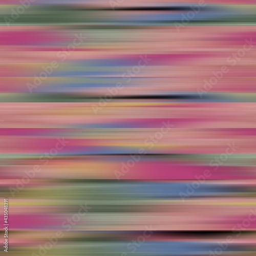 Seamless abstract blur ikat stripe pattern print. High quality illustration. Horizontal stripes of blurred colors. Abstract non print for fashion or interior surface design.