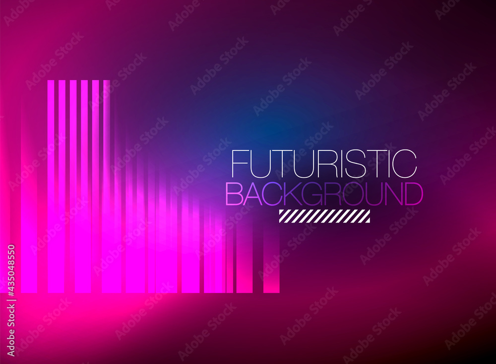 Fototapeta premium Bright neon color techno abstract background, shiny glowing neon lines in the dark background