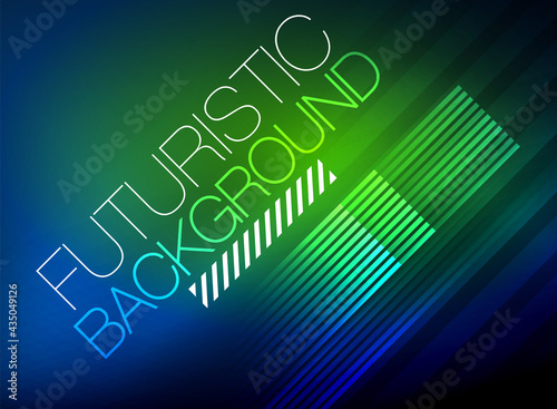 Bright neon color techno abstract background, shiny glowing neon lines in the dark background © antishock