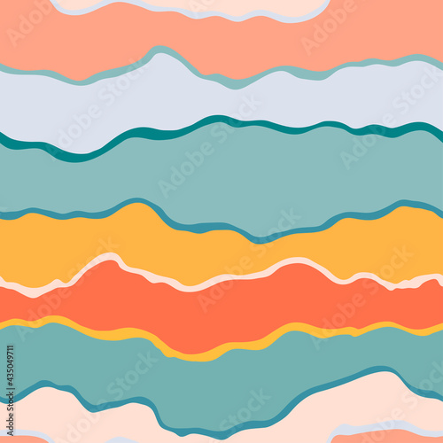 Colored Striped Seamless Pattern. Wavy Holiday Background. Decorative Vector Lines for Party