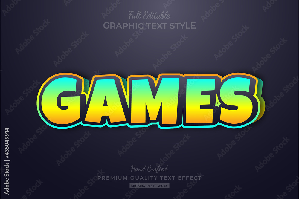 Games Cartoon Gradient Editable Text Effect Font Style