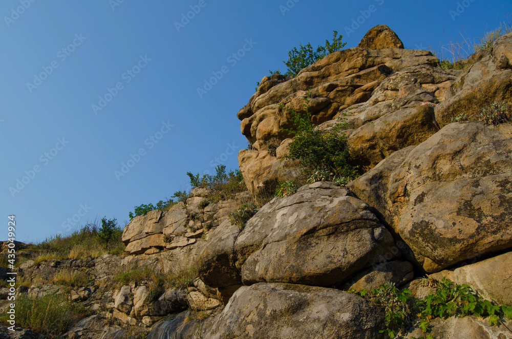 Beautiful landscape in Ukraine Buky Canyon. The perfect place to climb. Landscape Ukraine Buky Canyon.
