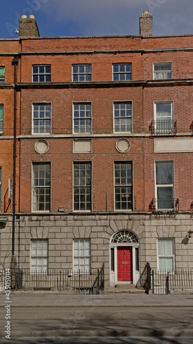 apartment block with typical door with arch windows in Dublin, ireland 