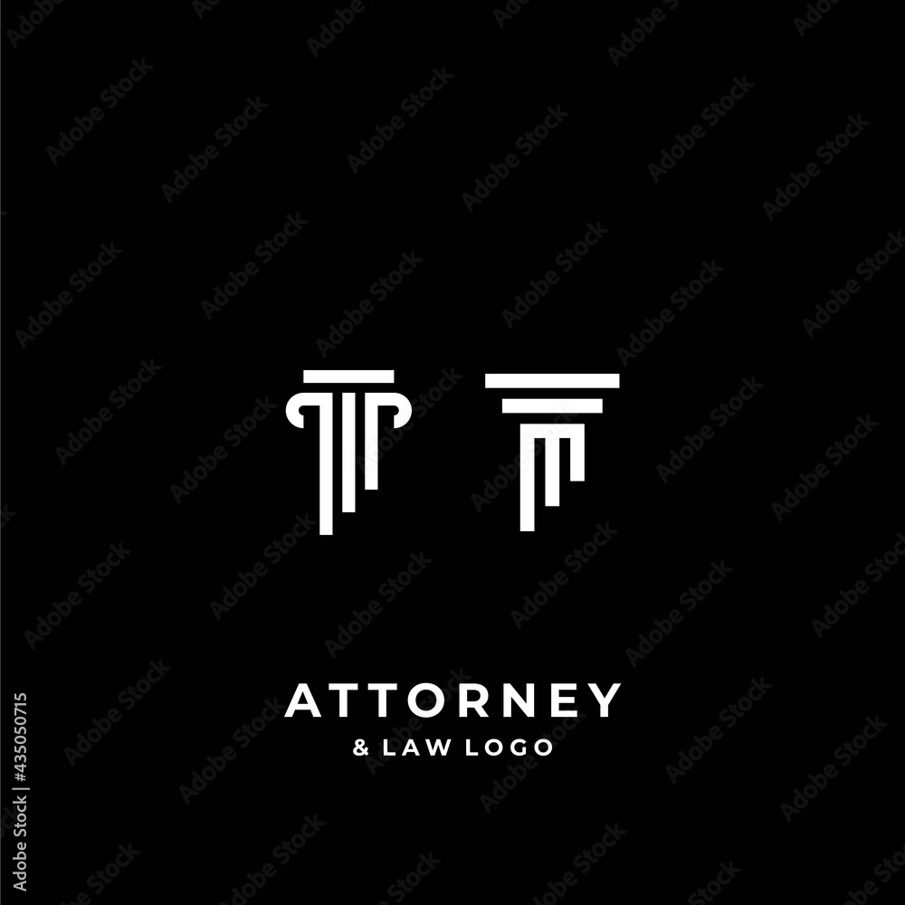 A bold and clear logo about the Attorney law pillar and the letter M.
EPS10, Vector.