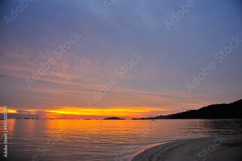 Sunset on the beach at Lipe Island   Satun Thailand