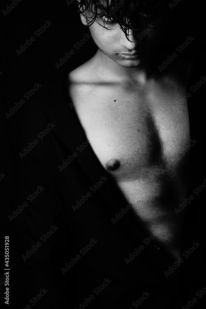 Dark portrait of handsome man , Tall, Dark and Handsome , black and white , Vastav Kharat Dark portrait of handsome man , Tall, Dark and Handsome , black and white , Vastav Kharat