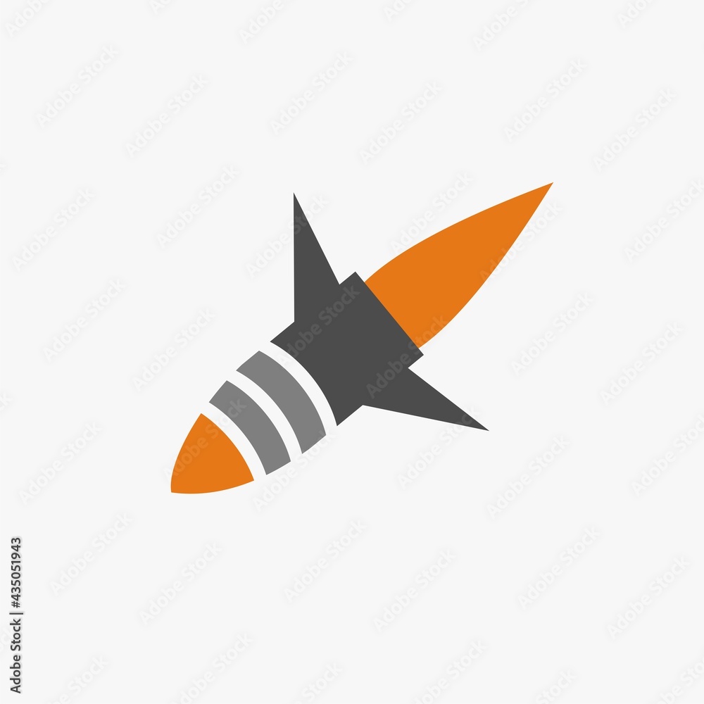 Missile logo vector weapon design simple icon. Simple rocket icon for ...