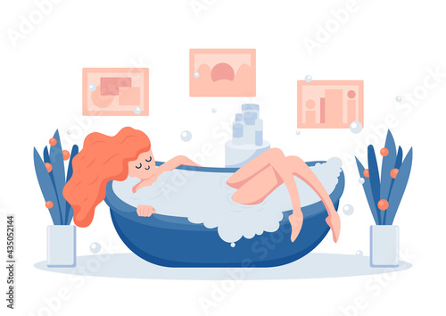 Young Woman Relaxing in The Bathtub