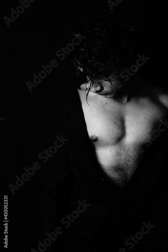 Dark portrait of handsome man , Tall, Dark and Handsome , black and white , Vastav Kharat