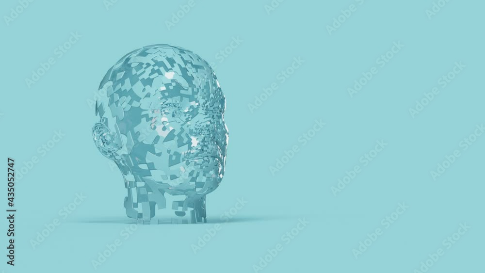 3D animation of human head construct. 3D rendering. 3D animation of human head construct. 3D rendering.
