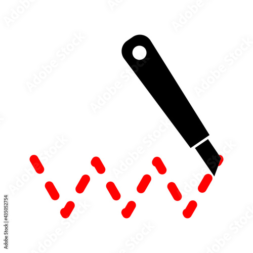 Knife cut lines, coupon cutting icon. Knife cutting icon vector illustration. Isolated on a blank background which can be edited.