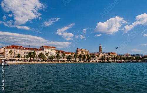 Palm waterfront of Split city, Dalmatia, Croatia. August 2020