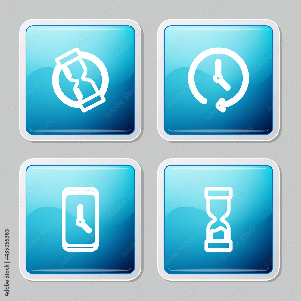 Set line Old hourglass, Clock, Alarm clock app mobile and icon. Vector Set line Old hourglass, Clock, Alarm clock app mobile and icon. Vector