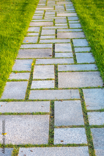 A grassy stone path in the park