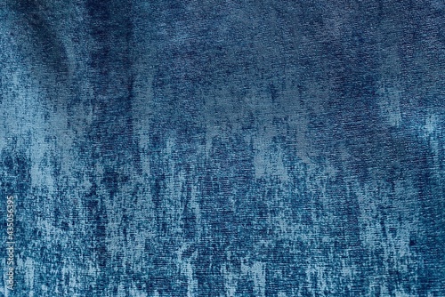 Blue Textured Chenille Velvet Upholstery Fabric Close up