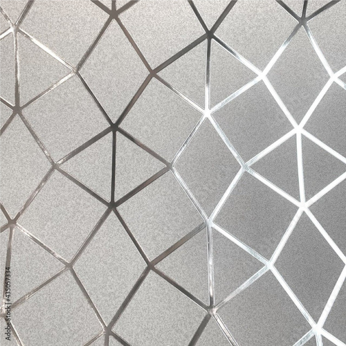 Grey and metallic silver wallpaper texture with modern geometric trellis style design