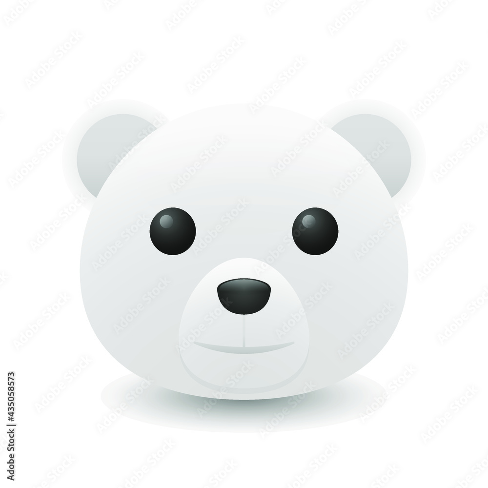 Bear Polar Animal Arctic Emoji Illustration Face. Vector Design Art Symbol Head Icon.