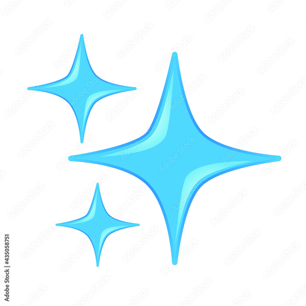 Blue Sparkles Emoji Icon Illustration. Stars Vector Symbol Emoticon