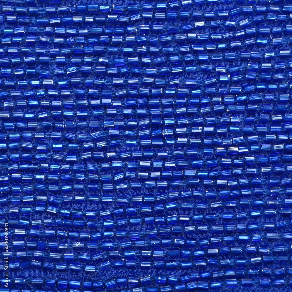 Fototapeta premium Royal Blue Beaded Polyester Fabric texture