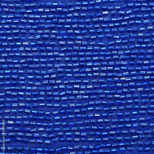  Royal Blue Beaded Polyester Fabric texture