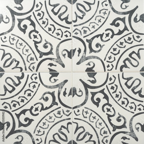 Seamless Spanish porcelain tile texture with ornamental pattern for wall and floor