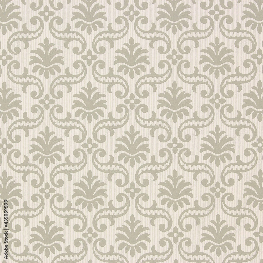 Vintage wallpaper texture with grey damask pattern