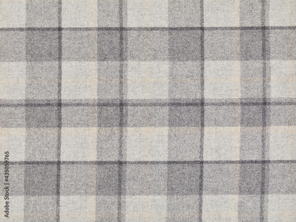 Woolen checkered curtains fabric texture in grey Woolen checkered curtains fabric texture in grey