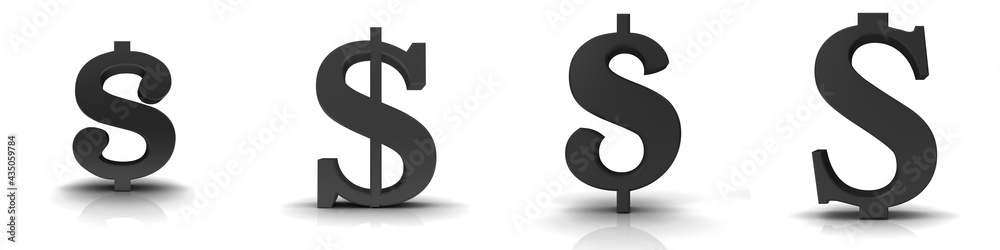Dollar sign us-dollar black symbol money sale currency icon set 3d rendering Dollar sign us-dollar black symbol money sale currency icon set 3d rendering