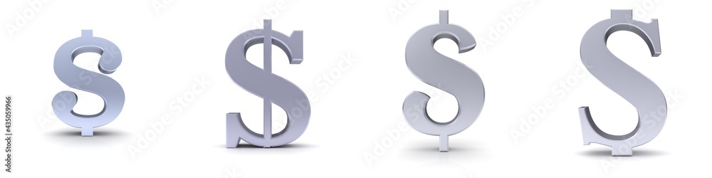 Silver dollar sign us-dollar symbol $ icon 3d rendering Silver dollar sign us-dollar symbol $ icon 3d rendering