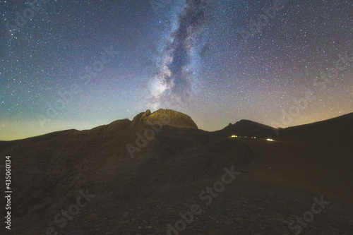 The Milky Way Galaxy above the summits of mount Olympus 