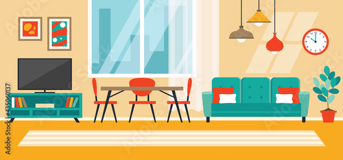 Interior Design Concept With Flat Furnitures