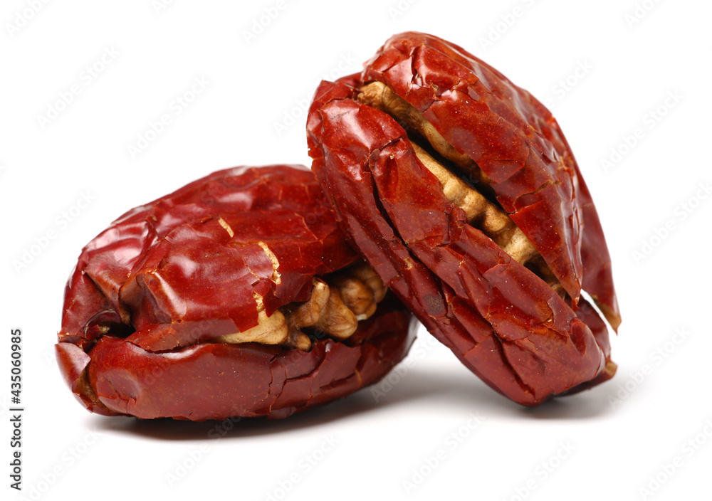 Jujube walnut on white background Jujube walnut on white background