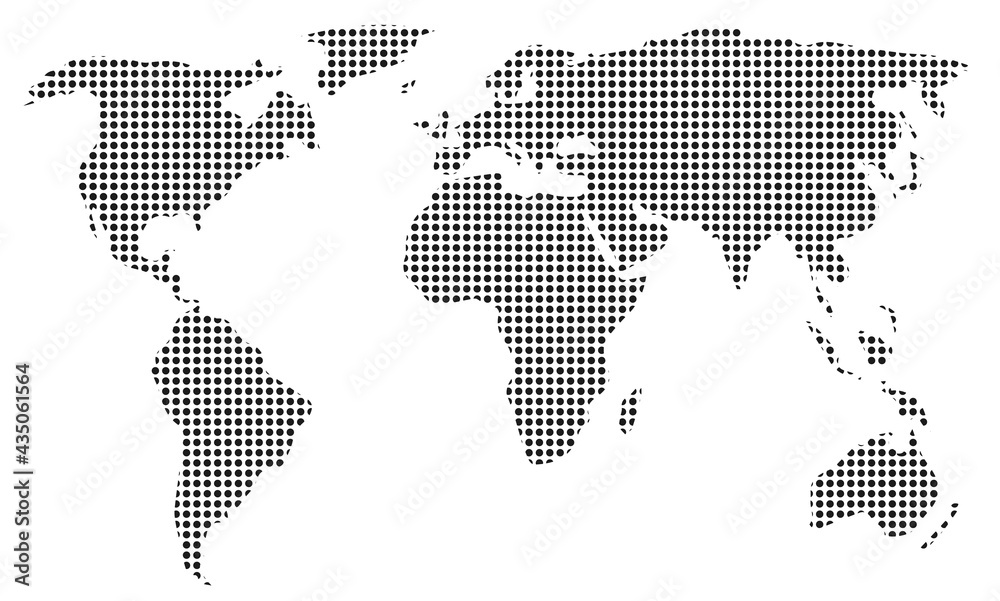 Fototapeta premium Dotted world map. Vector template for website, infographics, design. Flat illustration