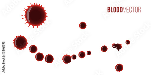Blood drops set. Red splattered stains, splash, drip liquid spots vector illustration. Murder crime scene textures on white background. Horror bloody scary collection of bloodstains