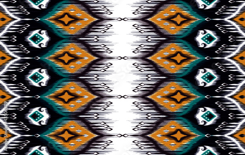 Ethnic Indian tribal ikat pattern necklace embroidery style. Geometric Aztec fabric carpet ornament chevron textile decoration. Neckline vector illustrations .