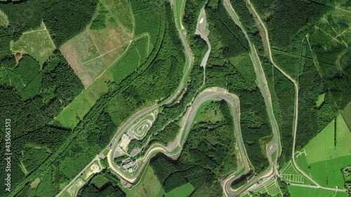 flight over the spa francochamps racetrack in belgium photo