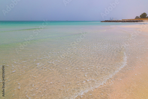 Beach. Blue sea and white sand. Summer time. Seacost