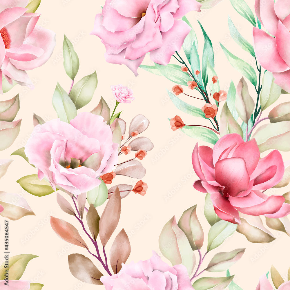 Fototapeta premium watercolor floral seamless pattern