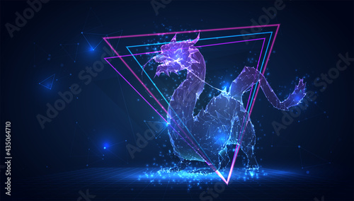 vector 3d dragon snake on a blue background in virtual space