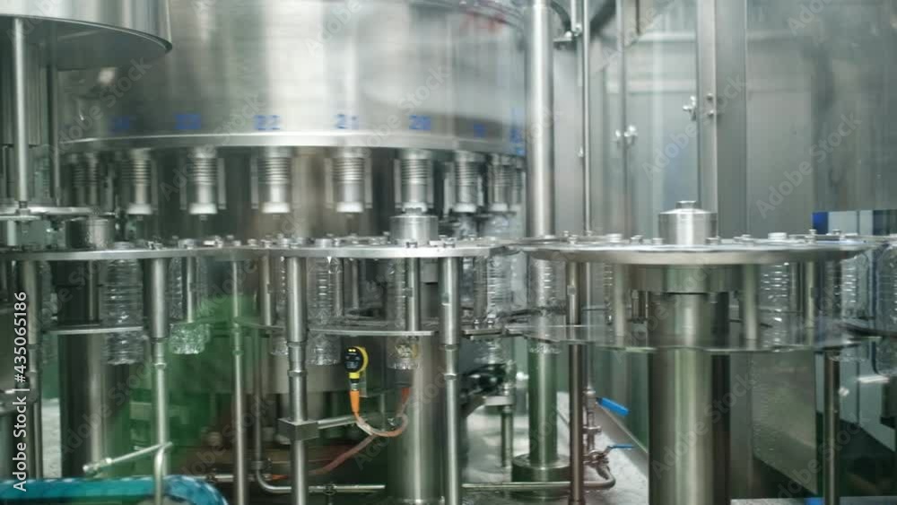 Filling the plant drinking water, The blown water bottle is transported