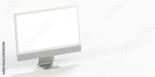 Computer display with blank white screen 3d.