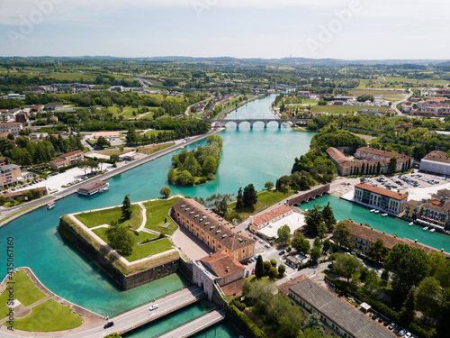 Italy  May 202  aerial view of the city of Peschiera del Garda in the province of Verona in Veneto.