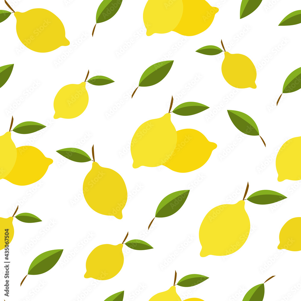 Vector illustrator with lemons, bright print for fabrics Vector illustrator with lemons, bright print for fabrics