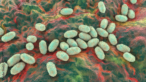 Whooping cough bacteria Bordetella pertussis, 3D illustration photo