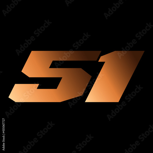 51 fifty one lettering vector. Supercar lucky number sticker SVG. Downlaod it now
