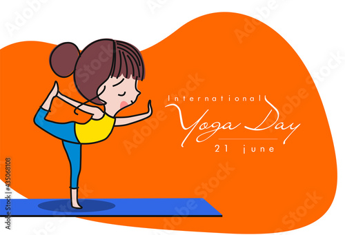 International Yoga day 21 june web banner EPS10 vector.Meditation Practice Yoga Colorful Fitness Concept. Vector illustration