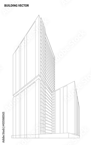 3d wireframe of building. sketch design.Vector